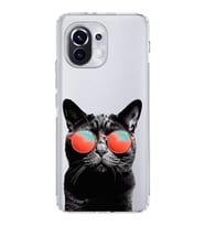 PrintiFy Xiaomi Mi 11 ile Uyumlu Kedi 3 Kamera Korumalı Şeffaf Kılıf