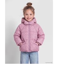 LC WAIKIKI Pembe Desenli Kapüşonlu Kız Çocuk Şişme Mont