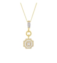 5mm Kare Zirkon Taşlı Beyaz Mineli Gold Rengi Gümüş Kadın Kolye