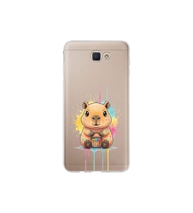 Samsung Galaxy J7 Prime 2 ile Uyumlu Splash Kapibara Tasarımlı Şeffaf Silikon Kılıf