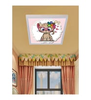 Kedicik Çocuk Odası Tavan Aydınlatma Led Avize,60cm Kare, 60watt Modern Çerçeve