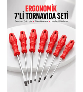 7li Tornavida Seti Düz ve Yıldız Uçlu Çok Amaçlı Kullanım