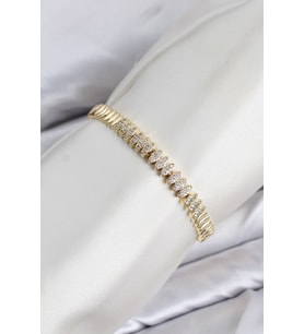 CM Arpa Model Zirkon Taşlı VIP Seri Gold Renk Pirinç Kadın Bileklik TJ-BB8615