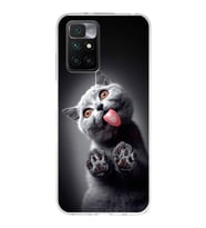 PrintiFy Xiaomi Redmi 10 2022 ile Uyumlu 1mm Slim Fit Kedi 2 050c Baskılı Şeffaf  Kılıf