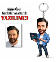 Fotoğraftan Kişiye Özel Kişiye Yazılımcı Karikatür Anahtarlık Karikatürlü 8 cm MDF Anahtarlık - Kişiye Yazılımcı Karikatür Anahtarlık Hediyesi Mühendise ve Teknik Meslek Sahibine Hediye