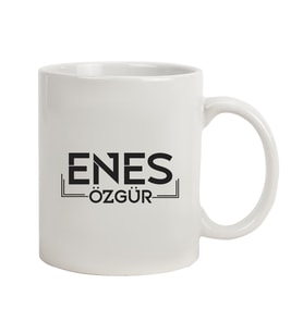 İsme Özel Çizgi Çerçeveli Kupa Bardak (Beyaz)
