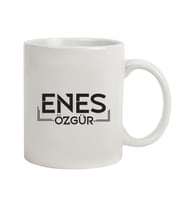 İsme Özel Çizgi Çerçeveli Kupa Bardak (Beyaz)