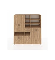 Kronos Dolap 17 Raflı 2 Çekmeceli 7 Kapaklı 220x59x243 Çam-Çam/Çam