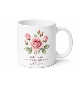 Isparta Çiçek Sevenlere Özel Kupa Bardak Hediye Gül Desenli Porselen Mug