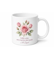 Isparta Çiçek Sevenlere Özel Kupa Bardak Hediye Gül Desenli Porselen Mug