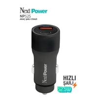Next Power 52.5W Araç içi Hızlı Şarj Aleti Type-C + USB Güç Adaptörü Oto Çakmaklık - Siyah