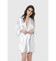 Arias Closet Beyaz Kısa Saten Sabahlık