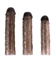 OdinsShop Ucu Dolgulu Uzatmalı 3'lü Siyahi Penis Kılıfı Seti