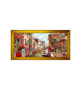 Manzara Temalı Kanvas Tablo 50 x 70 cm Gold Çerçeve