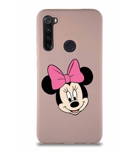 Xiaomi Redmi Note 8 Soft Premier Kapak Minnie Mouse-C Tasarımlı Silikon Kılıf - Pudra (Şeffaf)