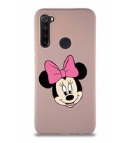 Xiaomi Redmi Note 8 Soft Premier Kapak Minnie Mouse-C Tasarımlı Silikon Kılıf - Pudra (Şeffaf)