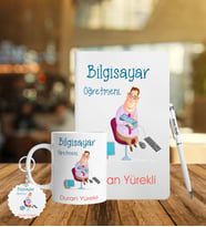 Bilgisayar Öğretmenlerine Özel Defter Kalem Kupa & Süblimasyon Anahtarlık Hediye Seti