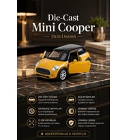 Mini Cooper Diecast Metal Oyuncak Araba 11 cm Çek Bırak Sarı