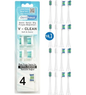 V Clean Sonic Soft Temizlik - Philips Sonicare Uyumlu 16 Adet Yedek Başlık