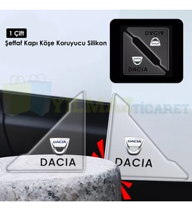 Dacia Logo Kapı Kenar Köşe Koruyucu Çarpma Çizilme Önleyici Silikon Şeffaf Damla Etiket 1 Çift