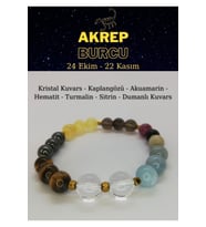 Akrep Burcu Bilekliği Kaplangözü,kristal Kuvars, Sitrin, Akuamarin, Hematit, Dumanlı Kuvars,turmalin