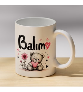 Balım Yazılı Ayıcıklı Kupa - Sevgiliye Hediye Kahve Kupası