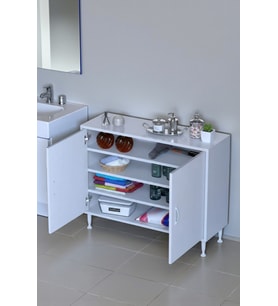 Eliusta Nirat 100 cm 4 Bölmeli Beyaz Banyo Mutfak Dolabı 3 Raflı Kapaklı Çok Amaçlı Dolap 100x75x32,5 cm