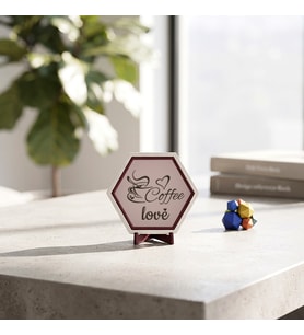 Minimalist Coffee Love Temalı Masaüstü Objesi Modern Çizgileriyle Yaşam Alanlarınıza Şıklık Katan Dekoratif Süs 10x10 cm, Yavru Ağzı