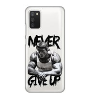 Samsung Galaxy A02S Uyumlu Arnold Fitness Never Give Up Desenli Şeffaf Telefon Kılıfı