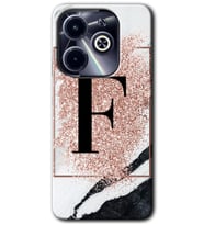 İnfinix Hot 40i Kılıf HD Desen Baskılı Kılıf - Pembe Mermer Desenli F Harfi