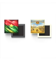 Buzdolap Magnetleri - Burkina Faso Bayrağı ve Ouagadougou Retro Tema - 2'li Set Magneti