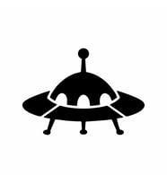 Ufo Araba Sticker siyah 17x12 CM (Siyah-Siyah)