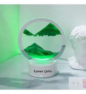İsme Özel 3d Hareketli Kum Sanat Resmi Yuvarlak Cam Derin Deniz Sandscape Kum Saati