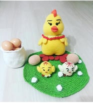 Tavuk Ailesi Takımı Amigurumi Organik Oyuncak