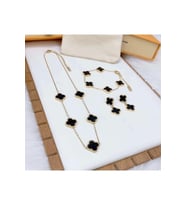 1. KALİTE ÇELİK VAN CLEEF SİYAH MİNELİ TAKIM KOLYE BİLEKLİK KÜPE SETİ
