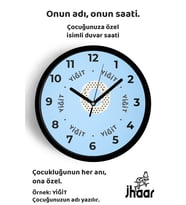 İsme Özel O Harfi Çocuk Odası Duvar Saati Orta Boy 30 cm Siyah Camlı Sessiz