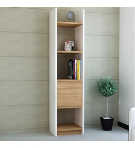 Kitaplık Elips 103 Tekli Beyaz Teak