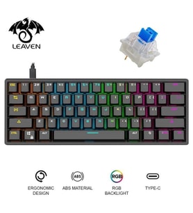 Valkyrie Leaven K620 Blue Switch Mekanik Gaming Oyun Klavyesi RGB 61 Key Mavi Tuş Type-C Klavye Siyah