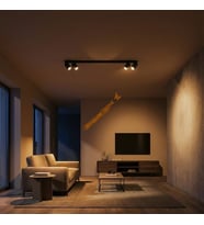 RİOLIGHT MODERN SİYAH HAREKETLİ BAŞLIK 4XGU10 SIRALI LED SPOT AVİZE(AMPUL DAHİLDİR)UZUNLUK 120CM