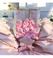 Premium Yumoş Pembe Peluş Ayıcık Buketi Sevgiliye Hediye Yılbaşı Özel