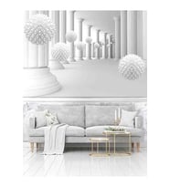 Dreamwall 3D Kristal Toplar Desenli Isı Ve Ses Yalıtımlı Sağlıklı Tekstil Duvar Kağıdı (Beyaz)