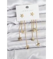 Papatya Model Gold Renk Pirinç Sallantılı Kadın Küpe - TJ-BKP11467