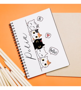 Kedi  Tasarımlı Defter Kişiye Özel