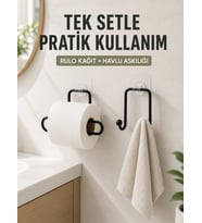 Banyo ve Mutfak İçin Yapışkanlı Havlu Askılığı ve Rulo Kağıt Tutucu Set