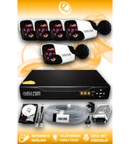 ELITCAM 5 Kameralı Panda 5 Dış Kamera Set 100 GB HDD Full HD Gece Görüşlü Güvenlik Kamerası Sistemi