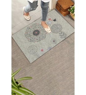 Valerine Life Dilek Otlu Papatya ve Kuşlar Krem Rengi Welcome Hoş Geldiniz Kapı Önü Paspası 45x70cm