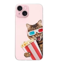 PrintiFy iPhone 15 ile Uyumlu Kedi 1 Kamera Korumalı Şeffaf Kılıf