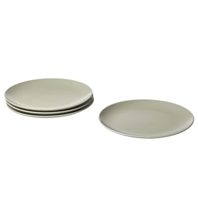 4 Adet Tabak Seti Mat Açık Yeşil Renk 26 cm, 4 Adet, Stoneware Yuvarlak Tabak Seti