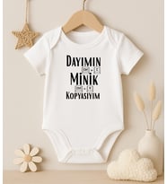Dayımın Minik Kopyasıyım Baskılı Bebek Body Zıbın & Yenidoğan Hediyesi & Hediyelik Bebek Zıbın (Pamuk Beyaz)
