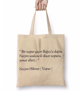 Nazım Hikmet Vapur Şiiri Bez Çanta Uzun Saplı